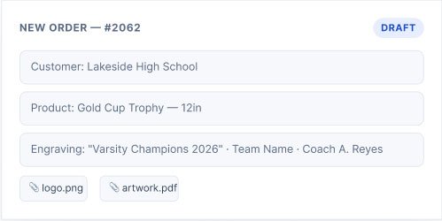 Trophy Shop Management Software Page Order Management